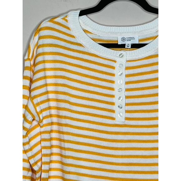 NWT Candace Cameron Bure Soft Boatneck Half Placket Sweater Amber Stripe SIZE S - Picture 3 of 7